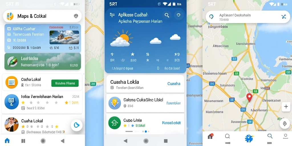 Antarmuka 5RT dengan informasi cuaca lokal yang jelas dan informatif.
