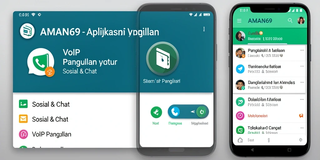 Tampilan antarmuka AMAN69 dengan fitur VoIP Panggilan yang sederhana.