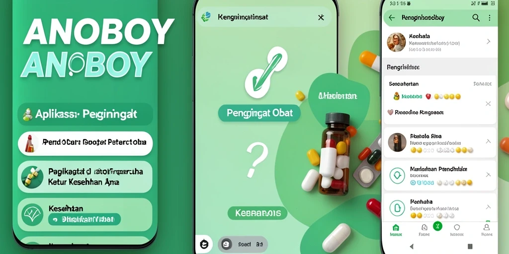 Tampilan antarmuka aplikasi Pengingat Obat ANOBOY yang user-friendly.