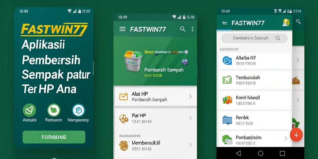 Antarmuka aplikasi FASTWIN77 yang bersih dan sederhana.