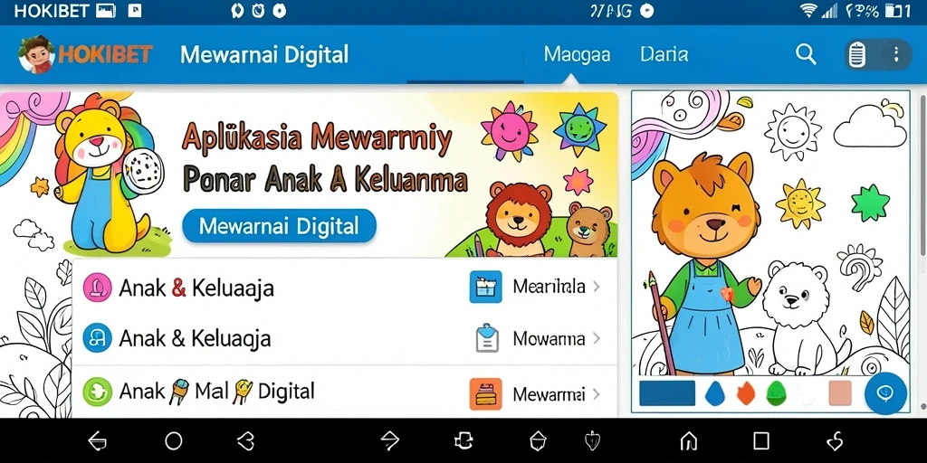 Tampilan antarmuka HOKIBET saat mewarnai dengan berbagai pilihan warna.