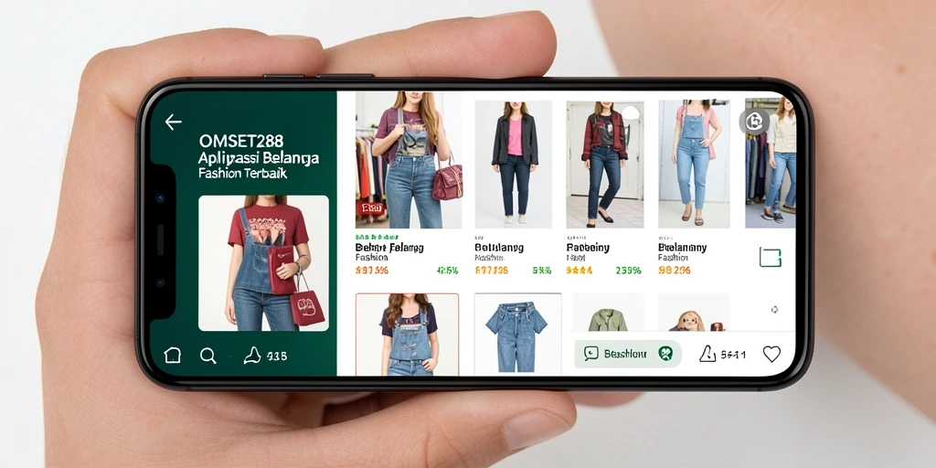 Tampilan antarmuka aplikasi OMSET288 yang modern dan menarik untuk fashion.