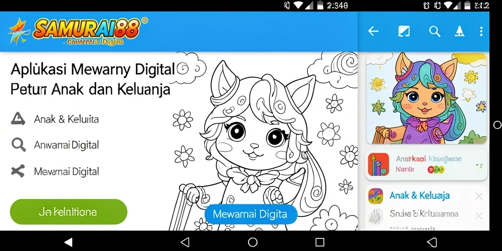Tampilan antarmuka mewarnai digital pada aplikasi SAMURAI88.